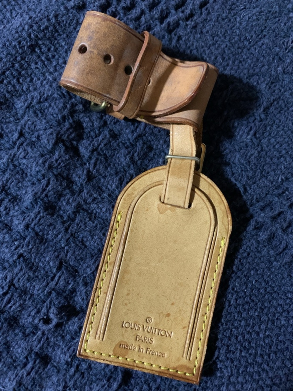 Louis Vuitton Natural Tan Leather Luggage Tag with Strap